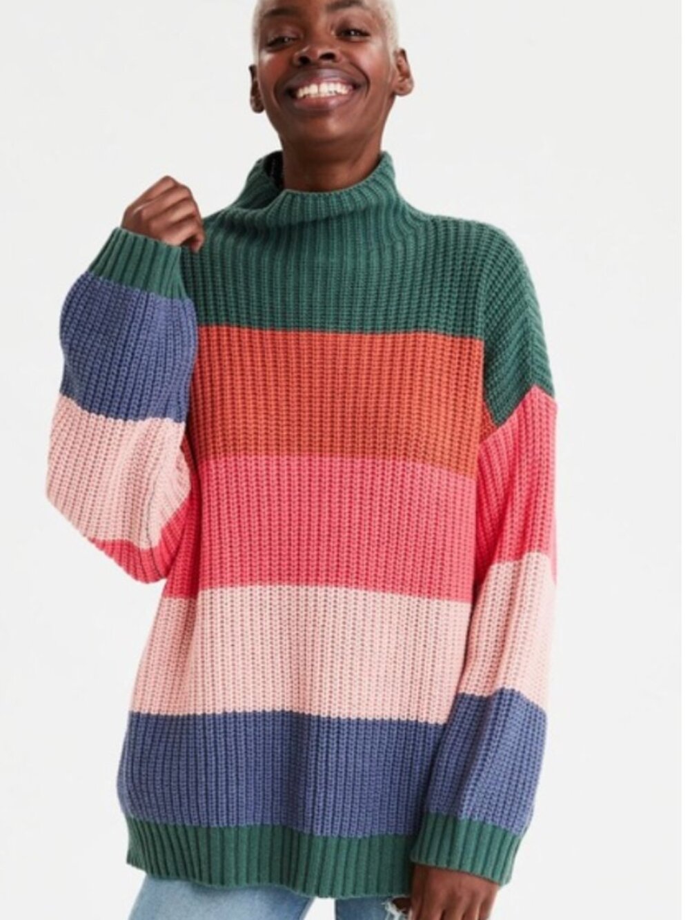 American Eagle Mock Neck Oversized Sweater